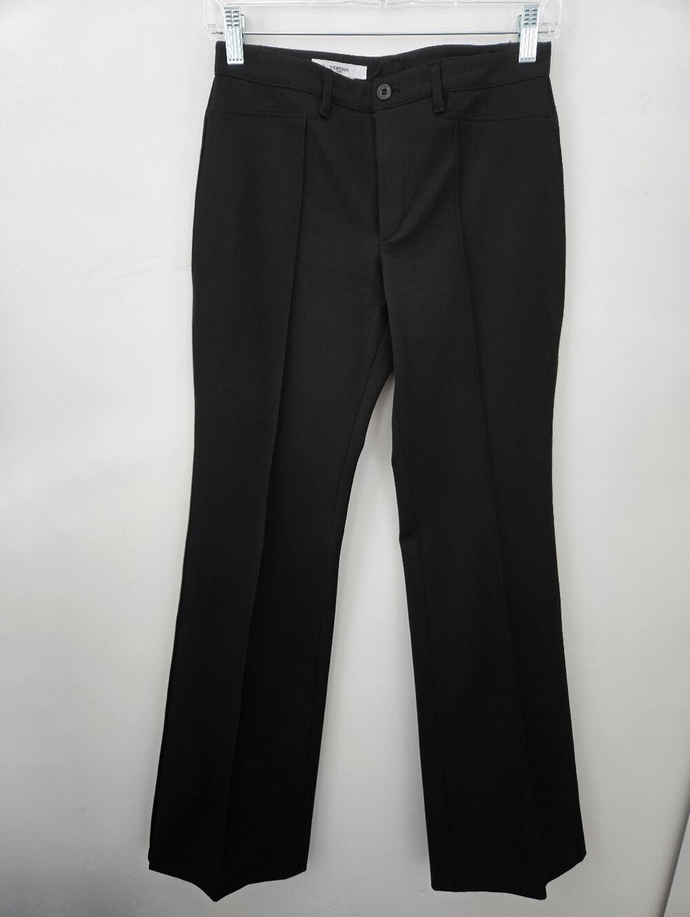 Vertigo Paris mid-rise Flare Pintuck black dress pants. Size US 6.